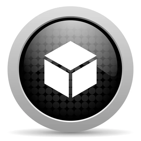 Box fekete kör web fényes ikon — Stock Fotó
