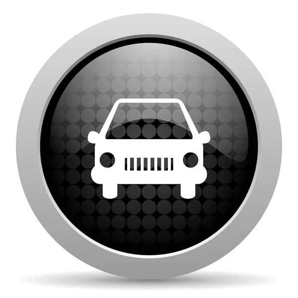 Auto zwarte cirkel web glanzende pictogram — Stockfoto