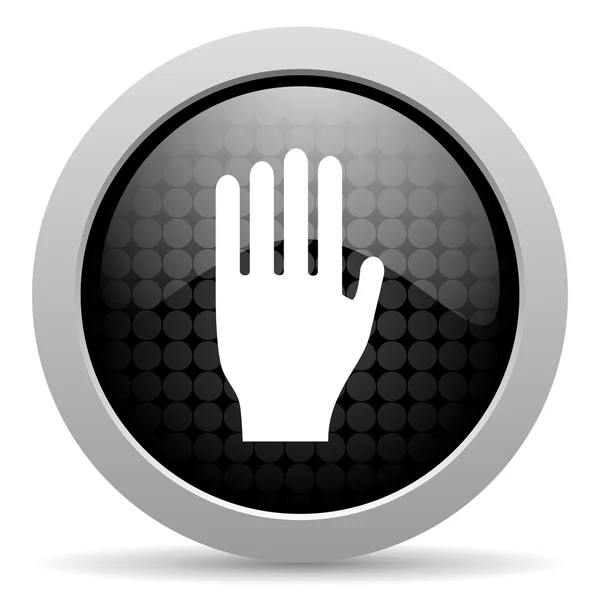 Przystanek czarny koło WWW błyszczący ikona — Zdjęcie stockowe
