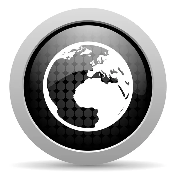 地球の黒い円 web 光沢のあるアイコン — ストック写真