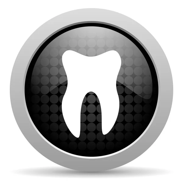 Lesklý ikona webové zub černého kruhu — Stock fotografie
