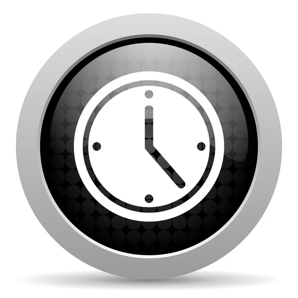 Clock black circle web glossy icon — Stock Photo, Image