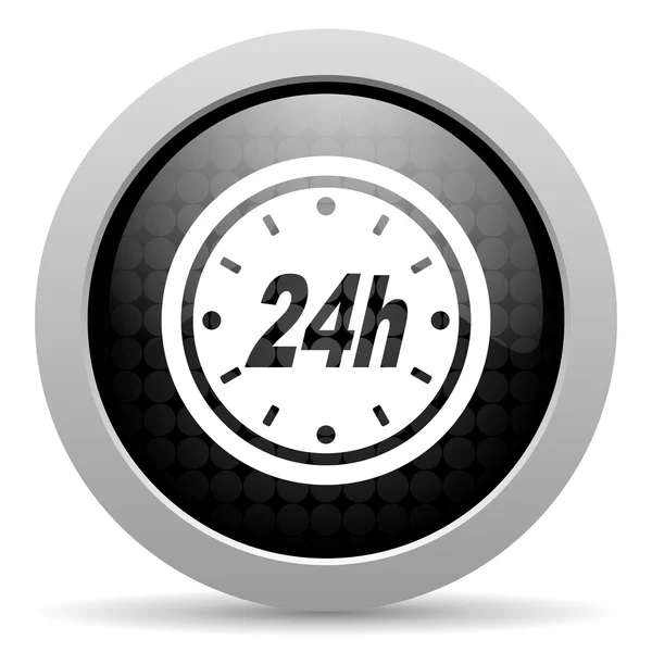 24h negro círculo web brillante icono — Foto de Stock