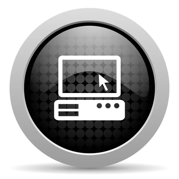 PC чорне коло веб глянсова іконка — стокове фото