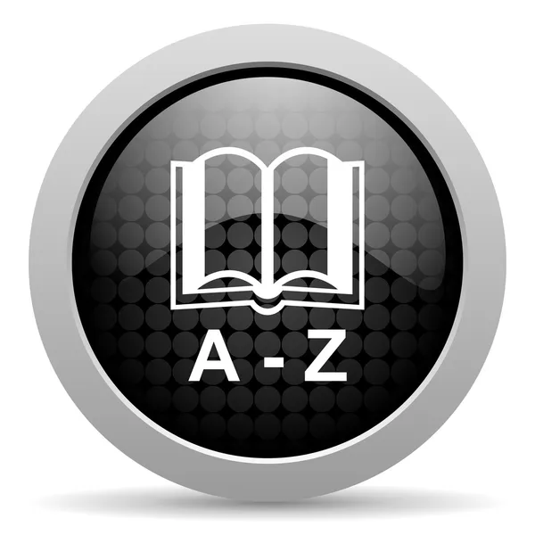 Sözlük siyah daire web parlak simgesi — Stok fotoğraf