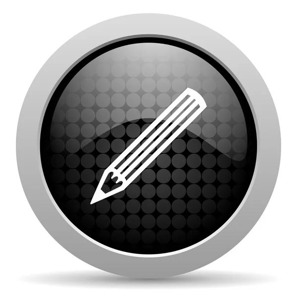 Pencil black circle web glossy icon — Stock Photo, Image