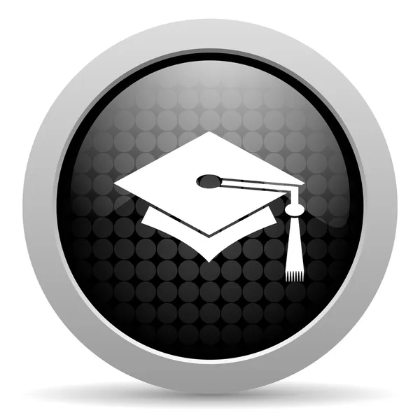 Graduation black circle web glossy icon — Stock Photo, Image