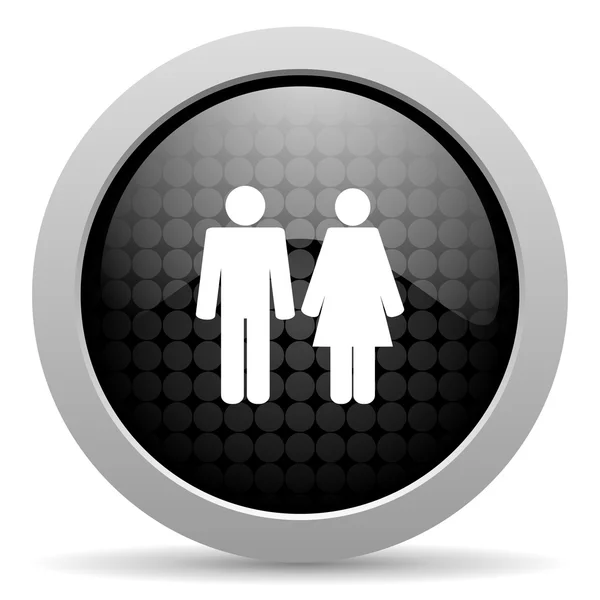 Couple black circle web glossy icon — Stock Photo, Image