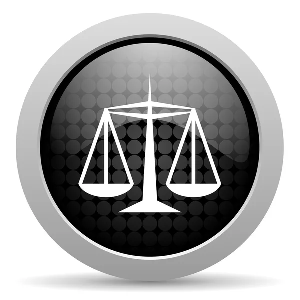 Gerechtigkeit schwarzer Kreis Web-Hochglanz-Symbol — Stockfoto
