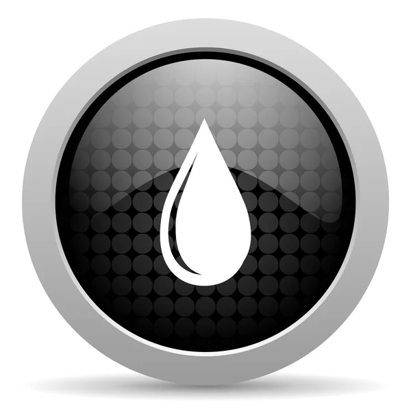 Water drop black circle web glossy icon — Stock Photo, Image