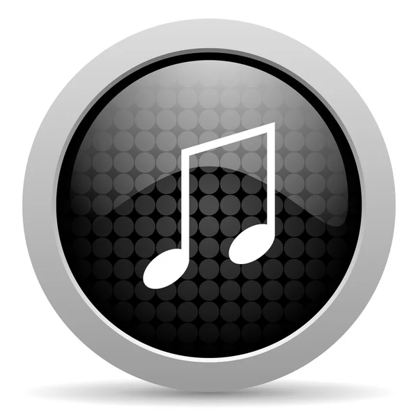 音楽の黒い円 web 光沢のあるアイコン — ストック写真
