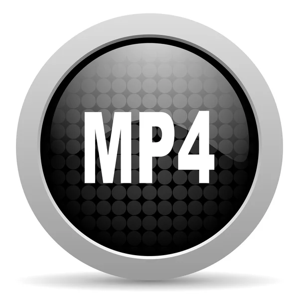 MP4 zwarte cirkel web glanzende pictogram — Stockfoto