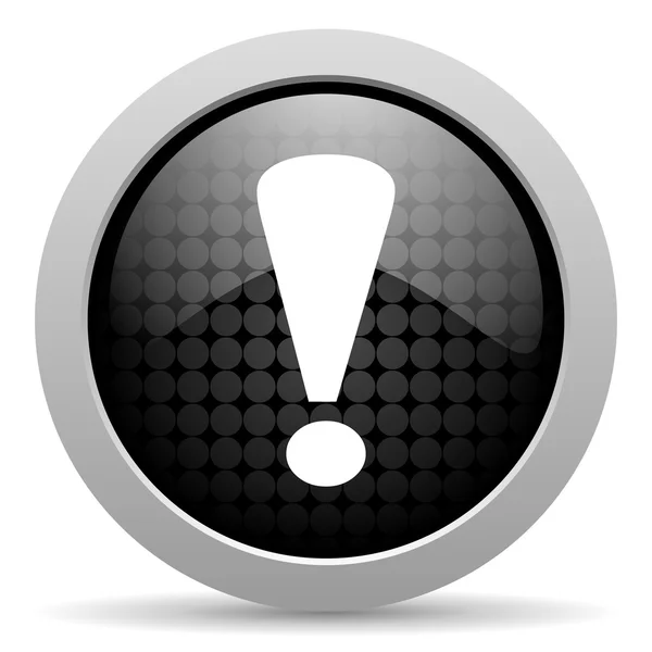 Znak vykřičník černý lesklý ikona webové kruh — Stock fotografie