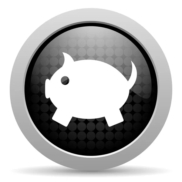 Piggy bank black circle web glossy icon — Stock Photo, Image