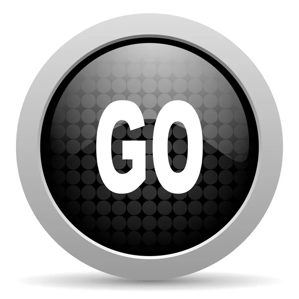 Go black circle web glossy icon — Stock Photo, Image