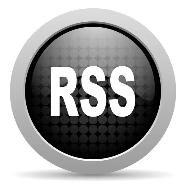 Rss 黑色圆圈 web 光泽图标 — 图库照片