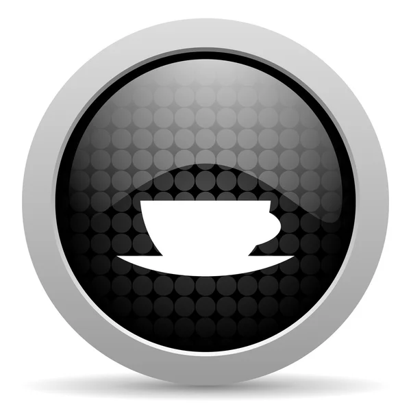 Coffee cup black circle web glossy icon — Stock Photo, Image