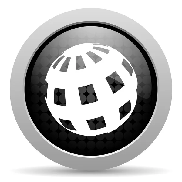 Earth black circle web glossy icon — Stock Photo, Image