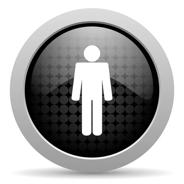 Man zwarte cirkel web glanzende pictogram — Stockfoto