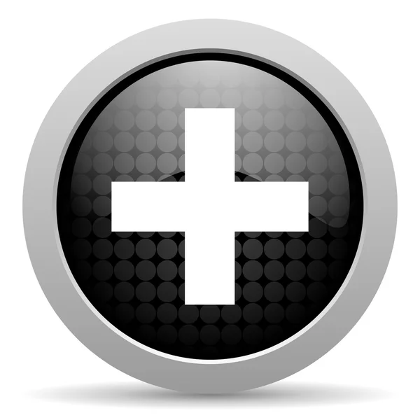 Emergency black circle web glossy icon — Stock Photo, Image