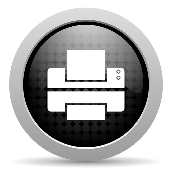 Lesklý ikona webové tiskárny černého kruhu — Stock fotografie
