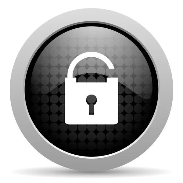 Padlock black circle web glossy icon — Stock Photo, Image