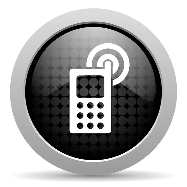 Cep telefonu siyah daire web parlak simgesi — Stok fotoğraf