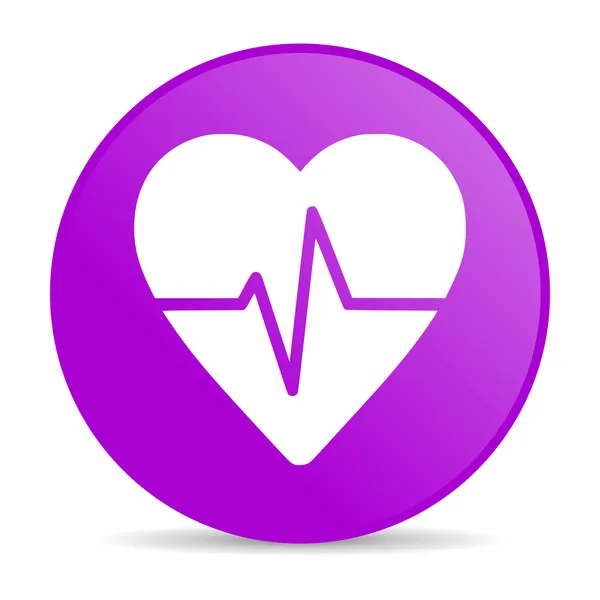 Cardiograma círculo violeta web ícone brilhante — Fotografia de Stock