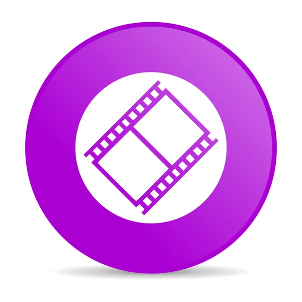 Film fioletowy koło WWW błyszczący ikona — Zdjęcie stockowe