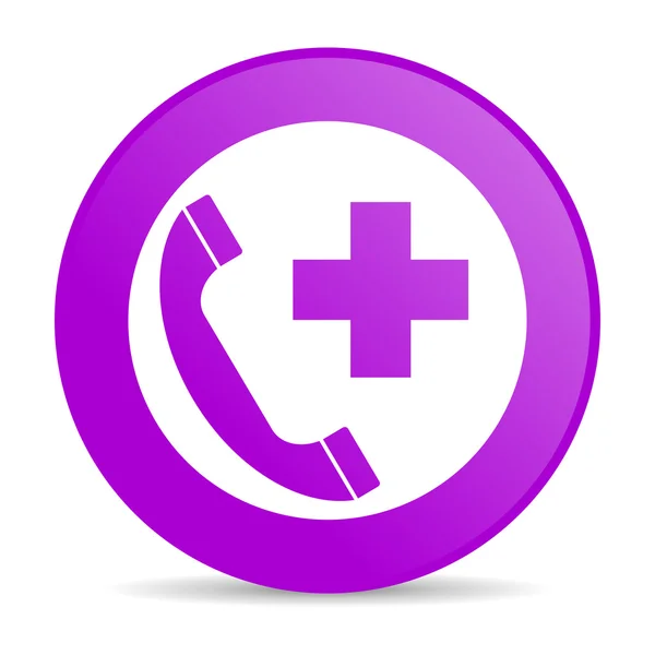 Emergency call violet circle web glossy icon — Stock Photo, Image