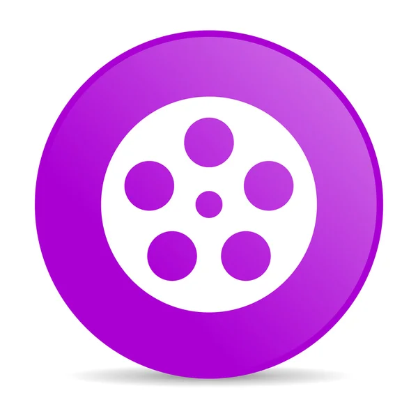 Film fioletowy koło WWW błyszczący ikona — Zdjęcie stockowe