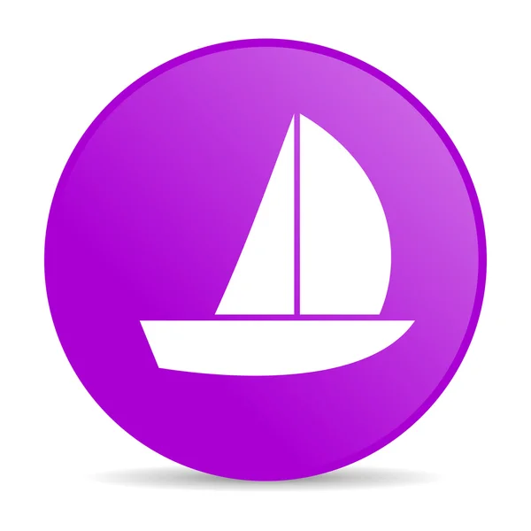 Iate violeta círculo web ícone brilhante — Fotografia de Stock