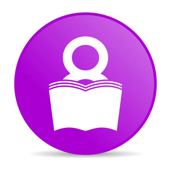 Livro violeta círculo web ícone brilhante — Fotografia de Stock
