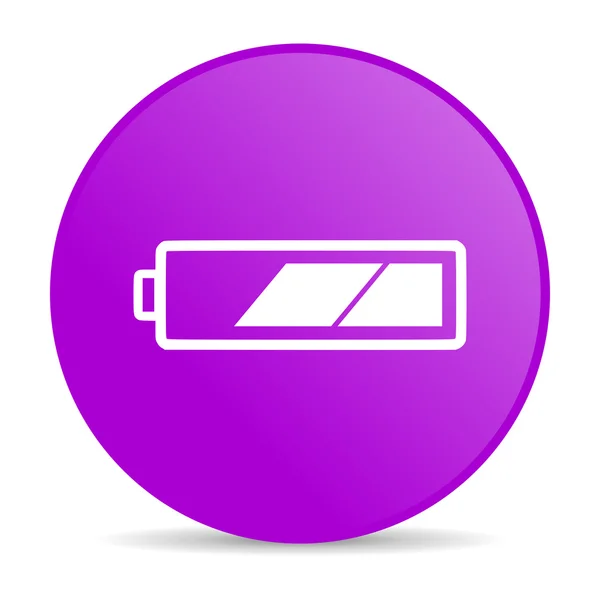 Lesklý ikona baterie fialový kroužek webových — Stock fotografie