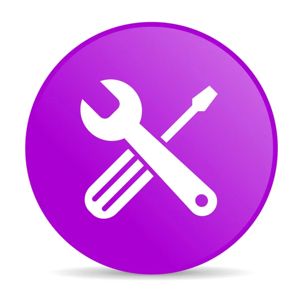 Narzędzia fioletowy koło WWW błyszczący ikona — Zdjęcie stockowe
