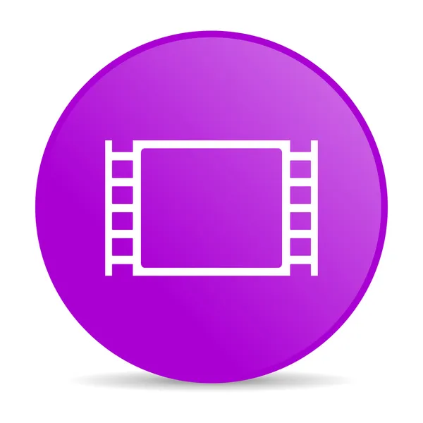 Lesklý ikona webové film fialový kroužek — Stock fotografie