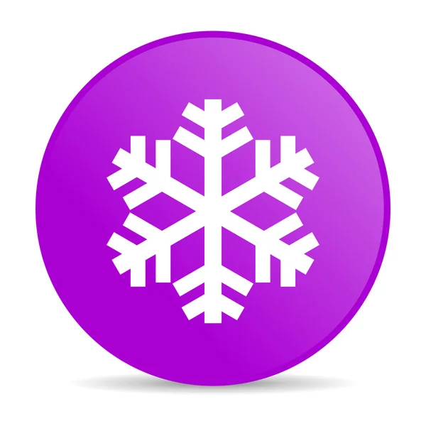 Fiocco di neve viola cerchio web icona lucida — Foto Stock