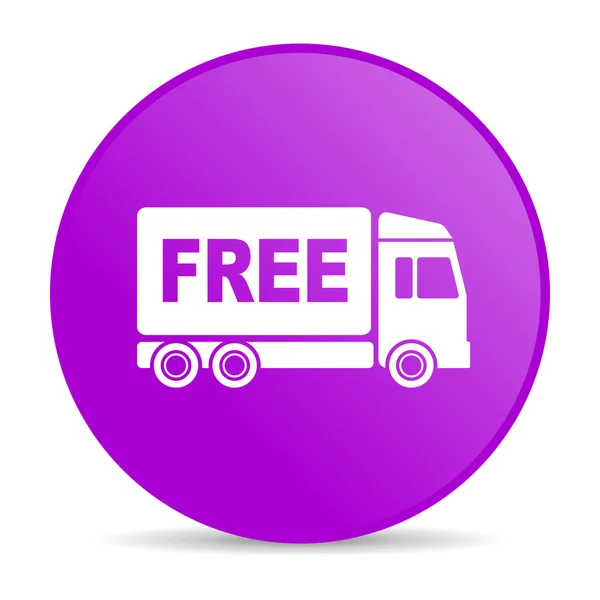 Free delivery violet circle web glossy icon — Stock Photo, Image