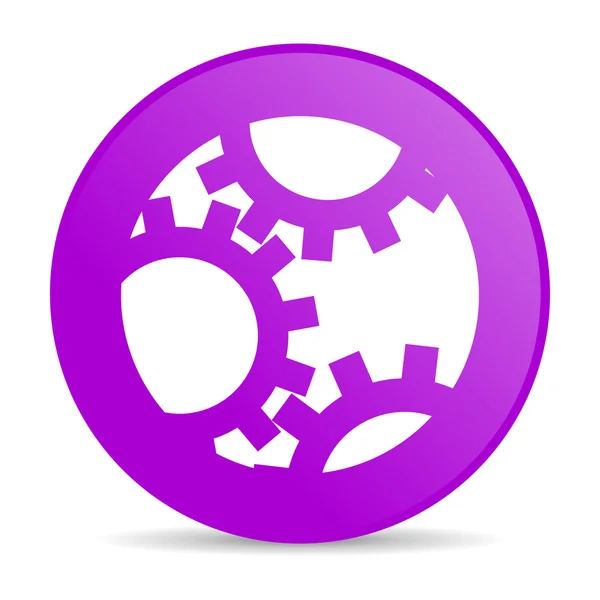 Lesklý ikona Gears fialový kroužek webové — Stock fotografie