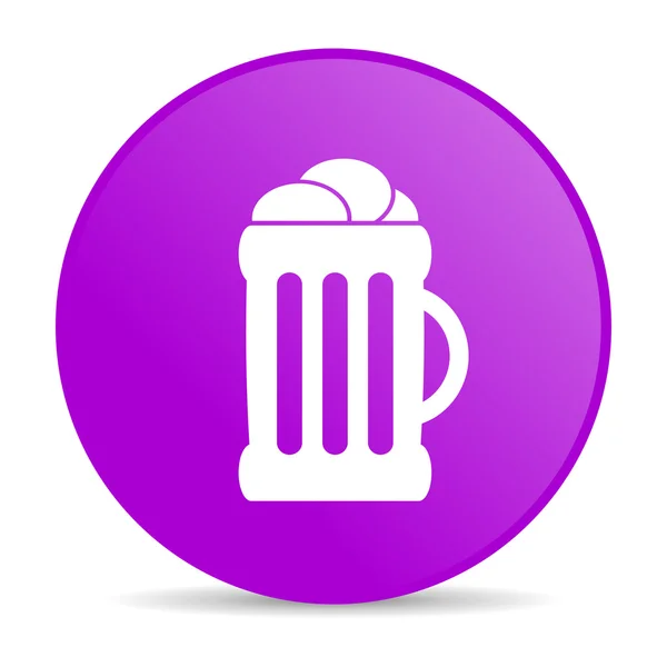 Piwo fioletowy koło WWW błyszczący ikona — Zdjęcie stockowe