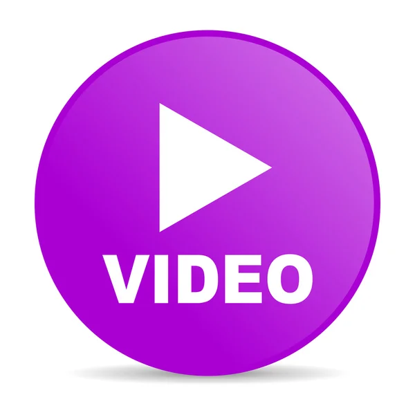 Vídeo violeta círculo web icono brillante —  Fotos de Stock
