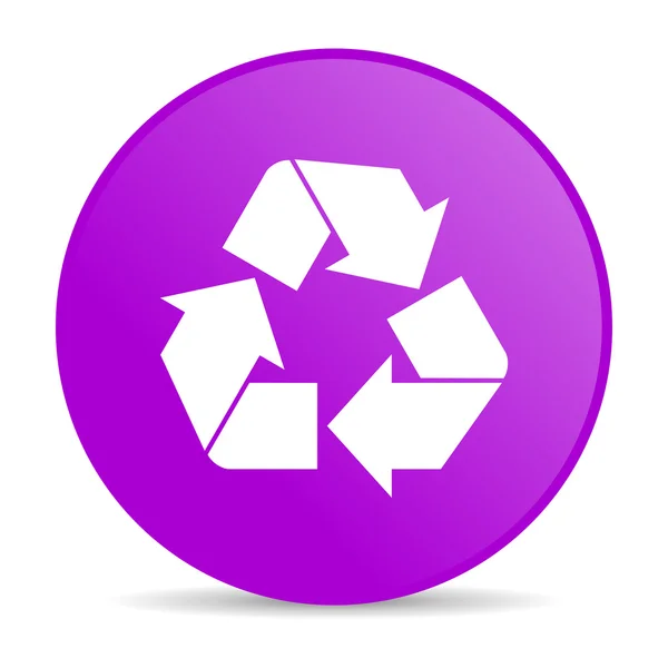 Reciclar violeta círculo web ícone brilhante — Fotografia de Stock