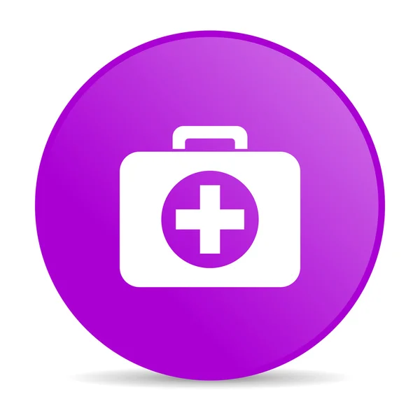 Kit de primeiros socorros violeta círculo web ícone brilhante — Fotografia de Stock