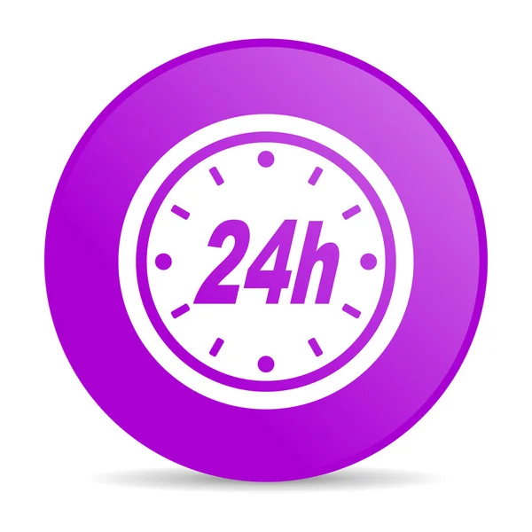 24h violett Kreis Web-Hochglanz-Symbol — Stockfoto