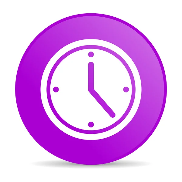 Relógio círculo violeta ícone brilhante web — Fotografia de Stock