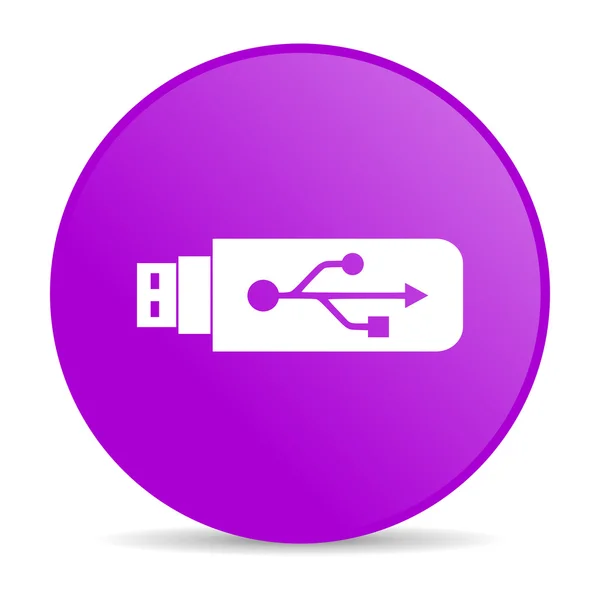 USB fioletowy koło WWW błyszczący ikona — Zdjęcie stockowe