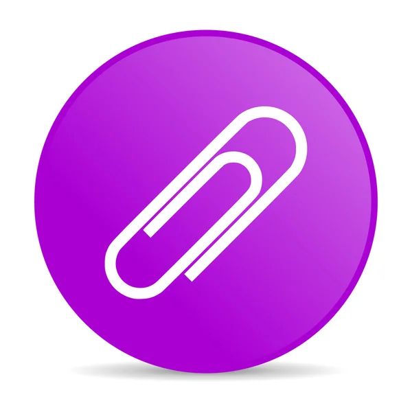 Clipe de papel círculo violeta web ícone brilhante — Fotografia de Stock