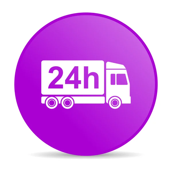 Entrega 24h círculo violeta web ícone brilhante — Fotografia de Stock