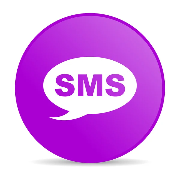 Sms círculo violeta web ícone brilhante — Fotografia de Stock