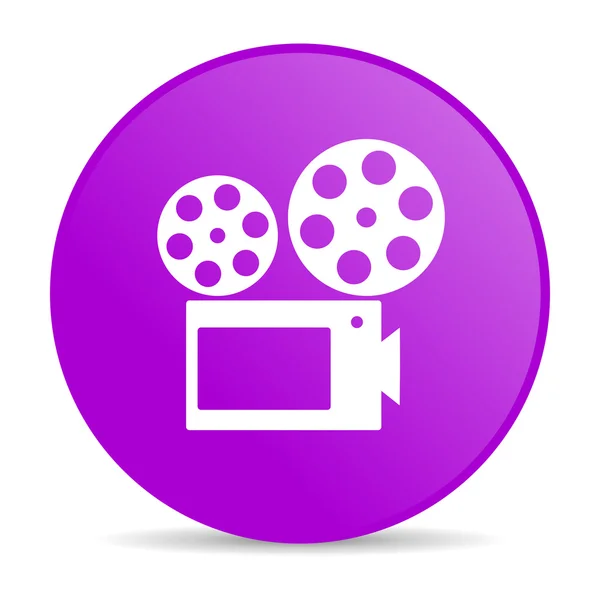 Cinema violeta círculo web ícone brilhante — Fotografia de Stock